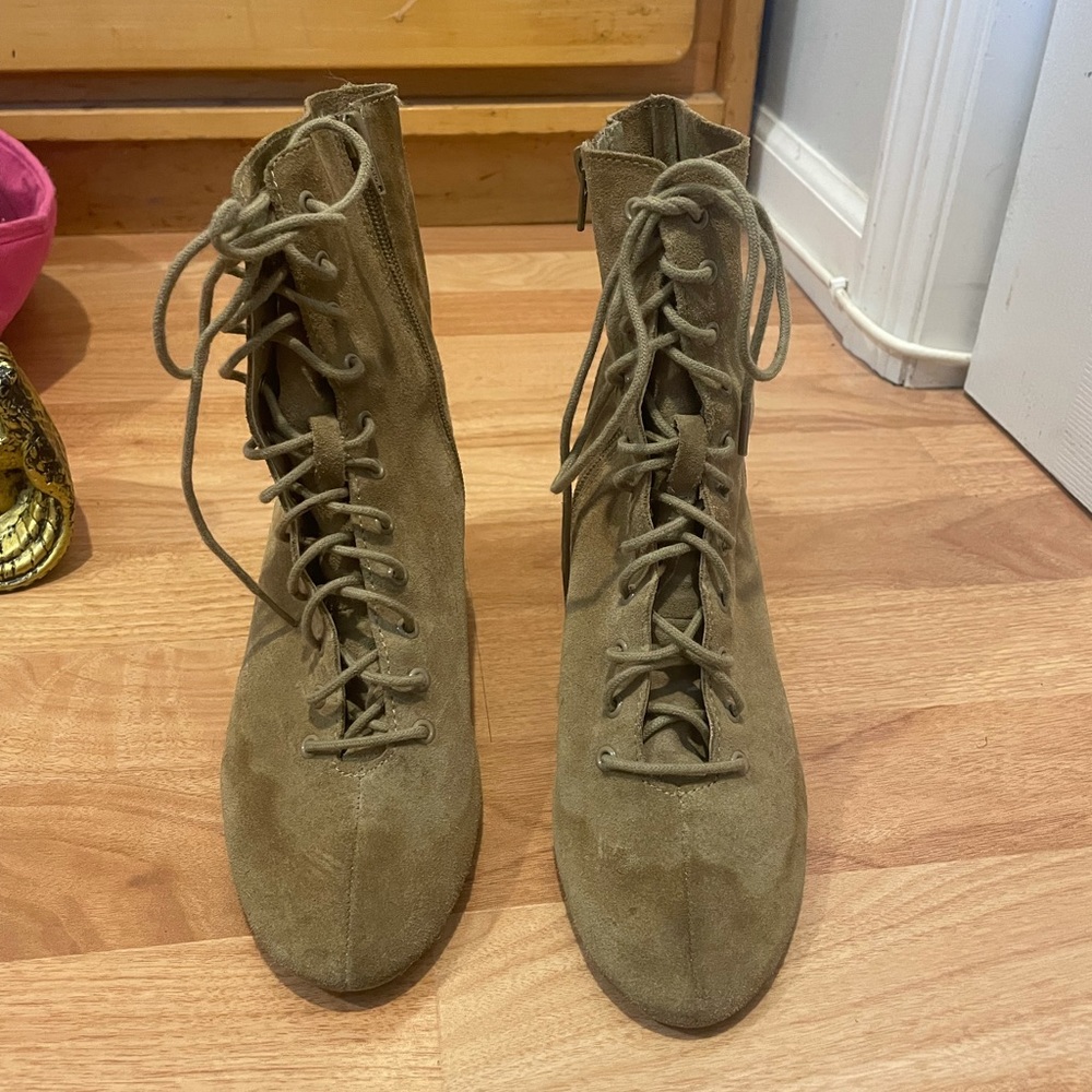 Zara suede tie up booties